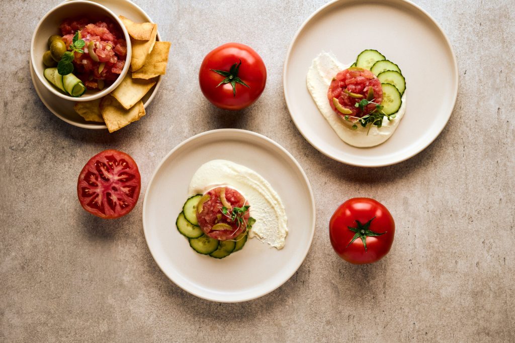 Greek-Inspired Tomato Tartare and Whipped Feta