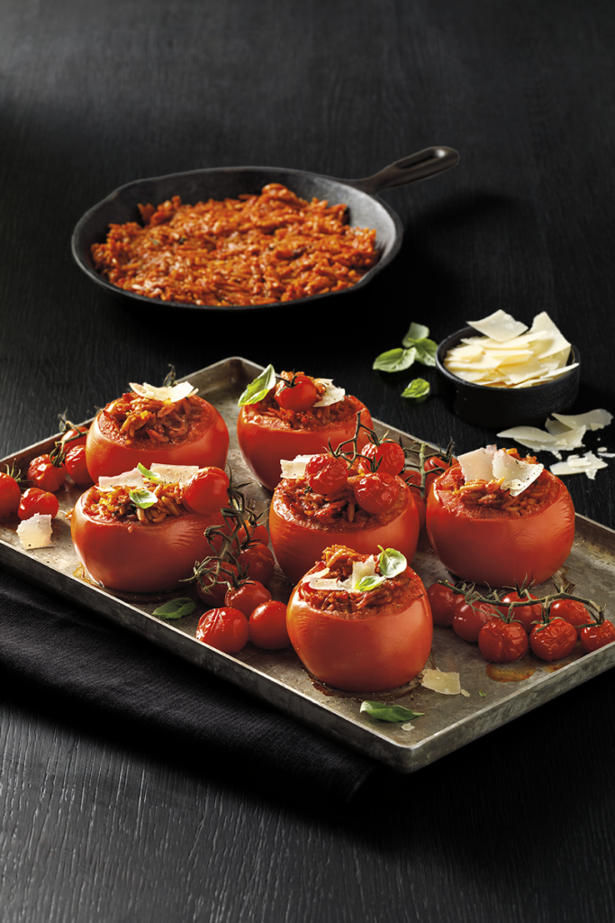 Orzo-Stuffed Tomatoes & Roasted Cherry Tomatoes
