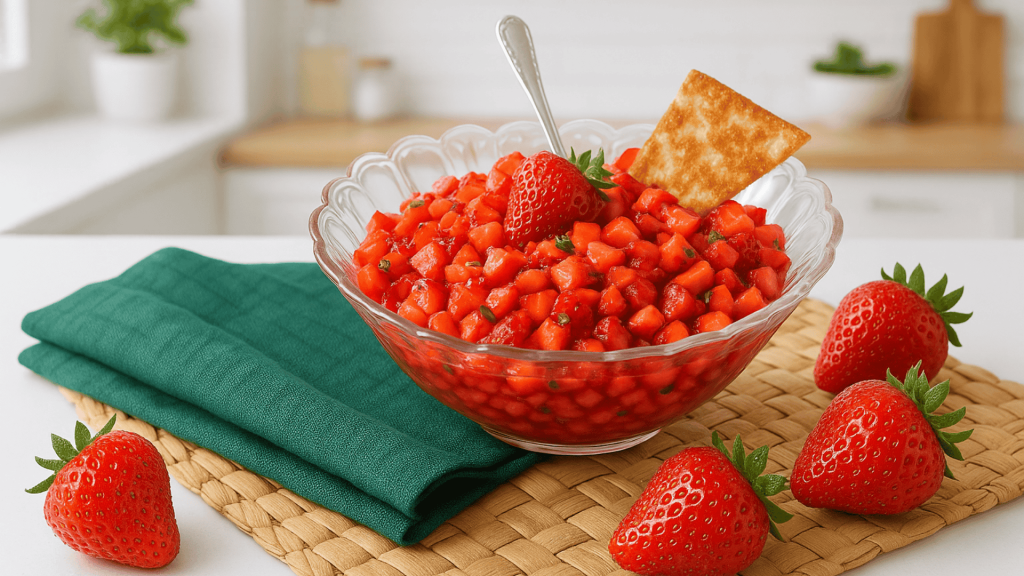 Salsa de fraises et croustilles sucrées